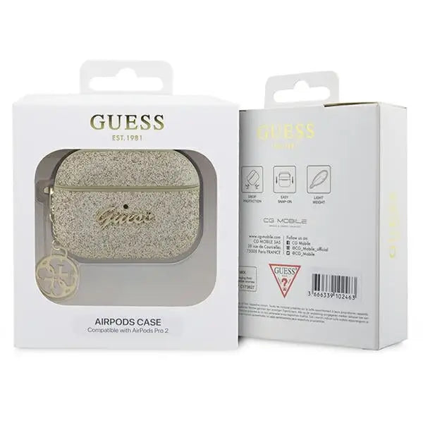 Guess GUAP2GLGSHD AirPods Pro 2 cover gold/gold Glitter Flake 4G Charm - Cell phone cases and covers<<<HurtelXML