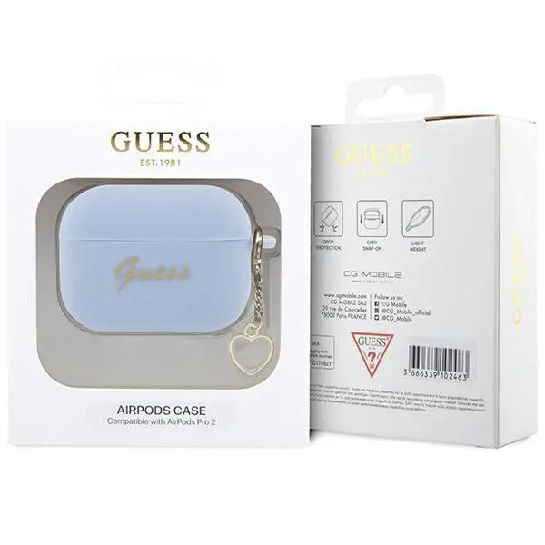 Guess GUAP2LSCHSB AirPods Pro 2 cover blue/blue Silicone Charm Heart Collection - Cell phone cases