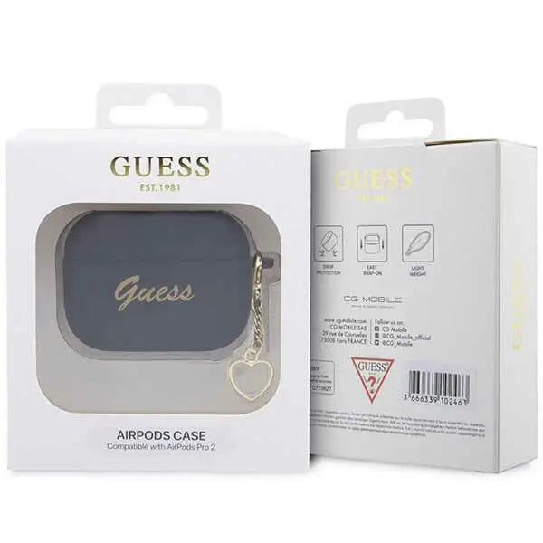 Guess GUAP2LSCHSK AirPods Pro 2 cover black/black Silicone Charm Heart Collection - Cell phone cases