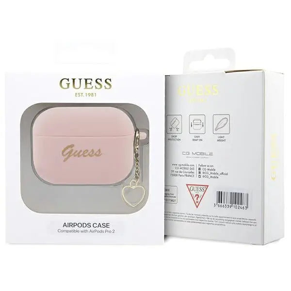Guess GUAP2LSCHSP AirPods Pro 2 cover pink/pink Silicone Charm Heart Collection - Cell phone cases