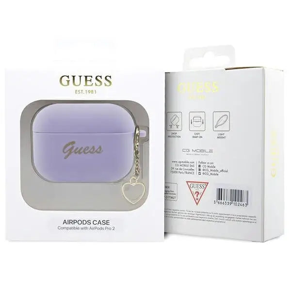 Guess GUAP2LSCHSU AirPods Pro 2 cover purple/purple Silicone Charm Heart Collection - Cell phone cases