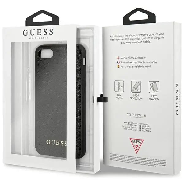 Guess GUHCI8PSASBBK iPhone 7/8 / SE 2020 / SE 2022 black/black Saffiano Strap - Cell phone cases and covers<<<HurtelXML