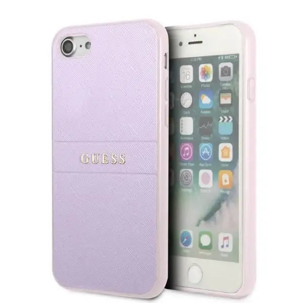 Guess GUHCI8PSASBPU iPhone 7/8 / SE 2020 / SE 2022 hardcase purple/purple Saffiano Hot Stamp & Metal Logo - Cell phone