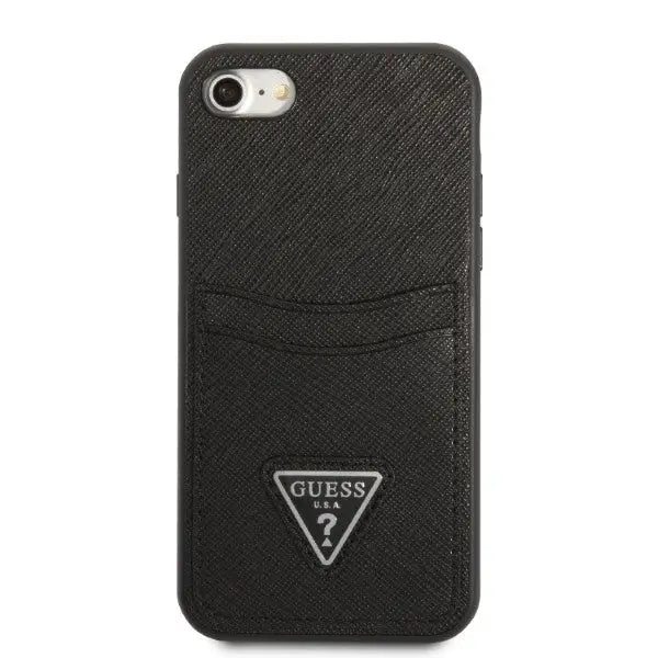 Guess GUHCI8PSATPK iPhone 7/8 SE 2020 / SE 2022 hardcase black/black hardcase Saffiano Triangle Logo Cardslot - Cell