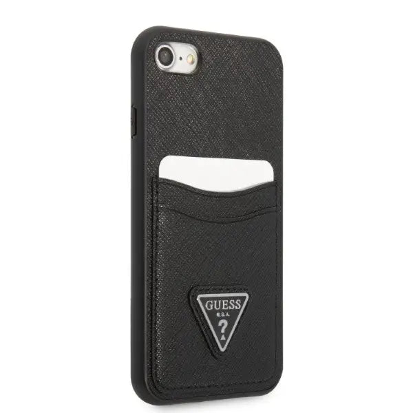 Guess GUHCI8PSATPK iPhone 7/8 SE 2020 / SE 2022 hardcase black/black hardcase Saffiano Triangle Logo Cardslot - Cell