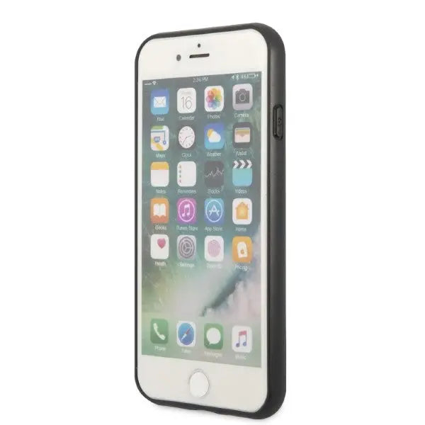 Guess GUHCI8PSATPK iPhone 7/8 SE 2020 / SE 2022 hardcase black/black hardcase Saffiano Triangle Logo Cardslot - Cell