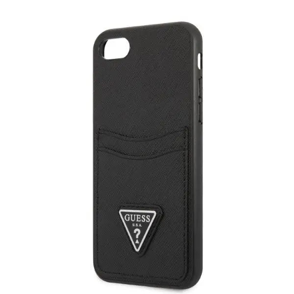 Guess GUHCI8PSATPK iPhone 7/8 SE 2020 / SE 2022 hardcase black/black hardcase Saffiano Triangle Logo Cardslot - Cell