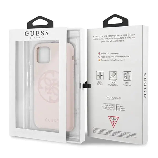 Guess GUHCN58LS4GLP iPhone 11 Pro light pink/light pink hard case Silicone 4G Tone On Tone - Cell phone cases