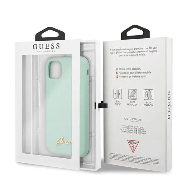 Guess GUHCN65LSLMGG iPhone 11 Pro Max green/green hard case Silicone Vintage Gold Logo - Cell phone cases