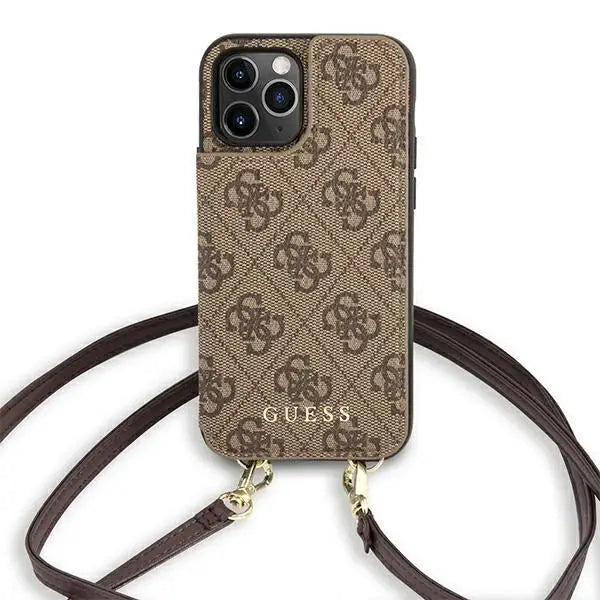 Guess GUHCP12MCB4GB iPhone 12/12 Pro 6.1 ’brown / brown hardcase 4G Crossbody Cardslot - Cell phone cases