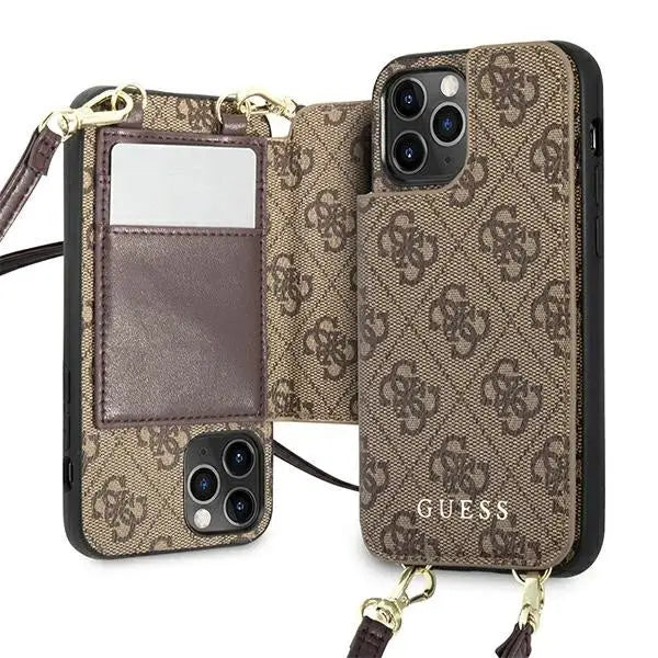 Guess GUHCP12MCB4GB iPhone 12/12 Pro 6.1 ’brown / brown hardcase 4G Crossbody Cardslot - Cell phone cases