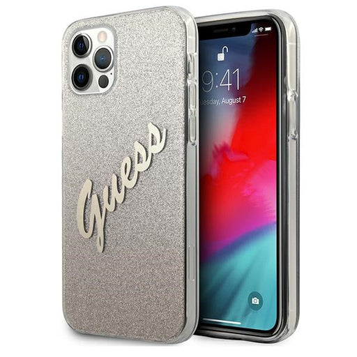 Guess GUHCP12MPCUGLSGO iPhone 12/12 Pro 6.1’’ gold/gold hardcase Glitter Gradient Script - Cell phone cases