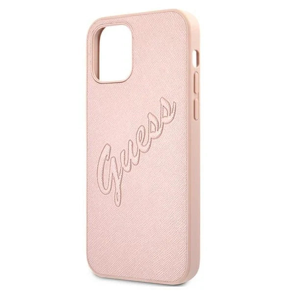 Guess GUHCP12MRSAVSRG iPhone 12/12 Pro 6.1’’ pink/pink hardcase Saffiano Vintage Script - Cell phone cases