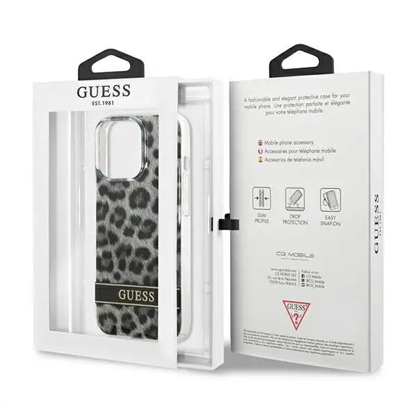 Guess GUHCP13LHSLEOK iPhone 13 Pro / 13 6.1’’ grey/grey hardcase Leopard - Cell phone cases and covers<<<HurtelXML