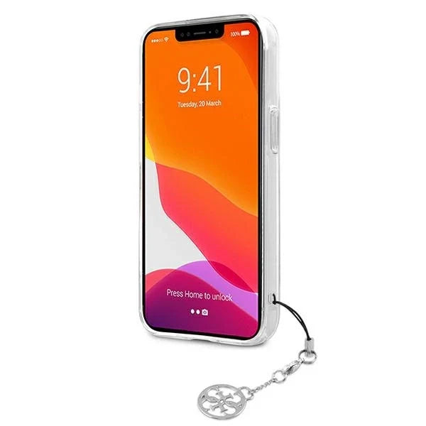 Guess GUHCP13LKB4GGR iPhone 13 Pro / 13 6,1’’ Transparent hardcase 4G Grey Strap Charm - Cell phone cases
