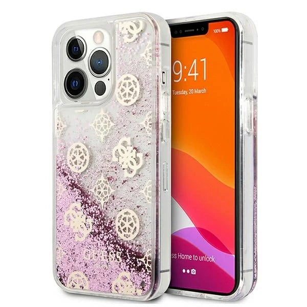 Guess GUHCP13LLGPEPI iPhone 13 Pro / 13 6,1’’ różowy/pink hardcase Peony Liquid Glitter - Cell phone cases
