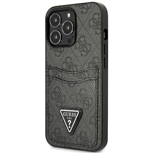 Guess GUHCP13LP4TPK iPhone 13 Pro / 13 6.1’’ black/black hardcase 4G Triangle Logo Cardslot - Cell phone cases