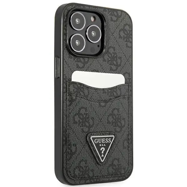 Guess GUHCP13LP4TPK iPhone 13 Pro / 13 6.1’’ black/black hardcase 4G Triangle Logo Cardslot - Cell phone cases