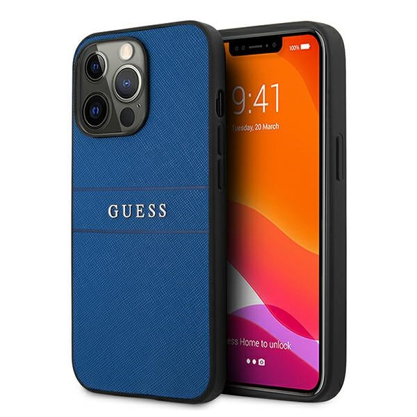 Guess GUHCP13LPSASBBL iPhone 13 Pro / 13 6.1’’ blue/blue Saffiano Strap - Cell phone cases and covers<<<HurtelXML