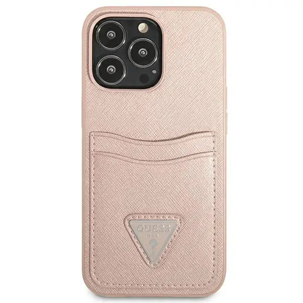 Guess GUHCP13LPSATPP iPhone 13 Pro / 13 6.1 ’pink / pink hardcase SaffianoTriangle Logo Cardslot - Cell phone cases