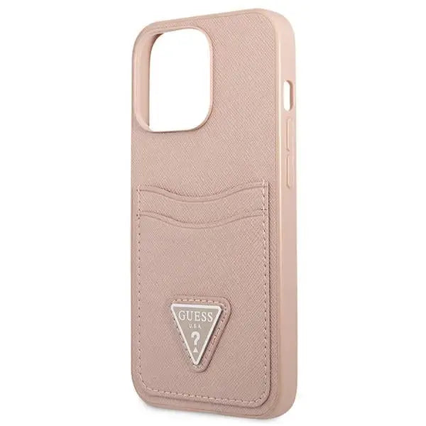 Guess GUHCP13LPSATPP iPhone 13 Pro / 13 6.1 ’pink / pink hardcase SaffianoTriangle Logo Cardslot - Cell phone cases