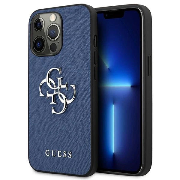 Guess GUHCP13LSA4GSBL iPhone 13 Pro / 13 6,1’’ niebieski/blue hardcase Saffiano 4G Metal Logo - Cell phone cases