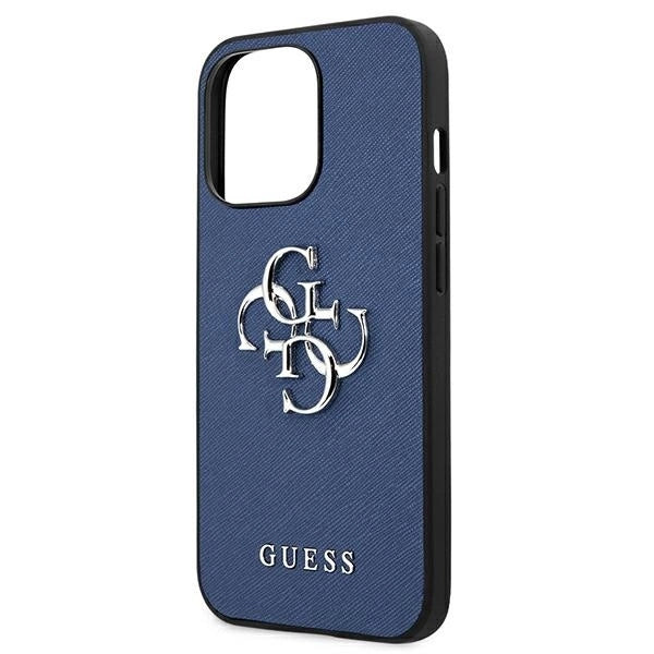 Guess GUHCP13LSA4GSBL iPhone 13 Pro / 13 6,1’’ niebieski/blue hardcase Saffiano 4G Metal Logo - Cell phone cases