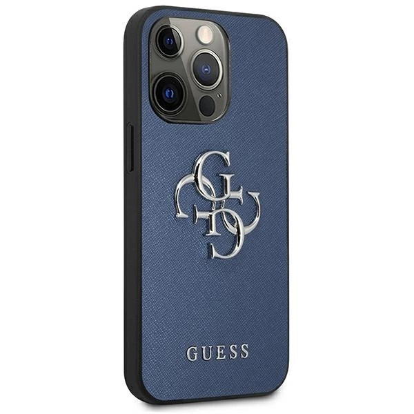 Guess GUHCP13LSA4GSBL iPhone 13 Pro / 13 6,1’’ niebieski/blue hardcase Saffiano 4G Metal Logo - Cell phone cases