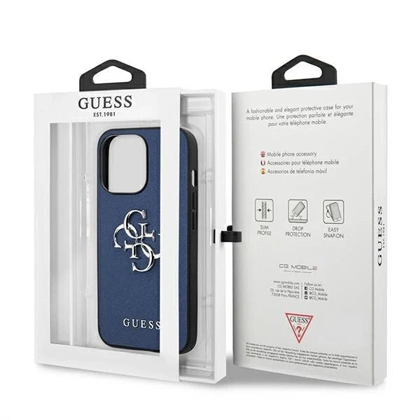 Guess GUHCP13LSA4GSBL iPhone 13 Pro / 13 6,1’’ niebieski/blue hardcase Saffiano 4G Metal Logo - Cell phone cases