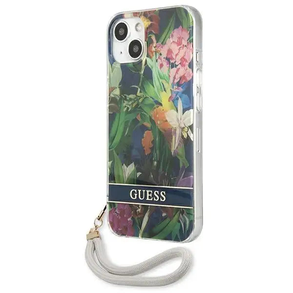 Guess GUHCP13MHFLSB iPhone 13 6.1’’ blue/blue hardcase Flower Strap - Cell phone cases and covers<<<HurtelXML