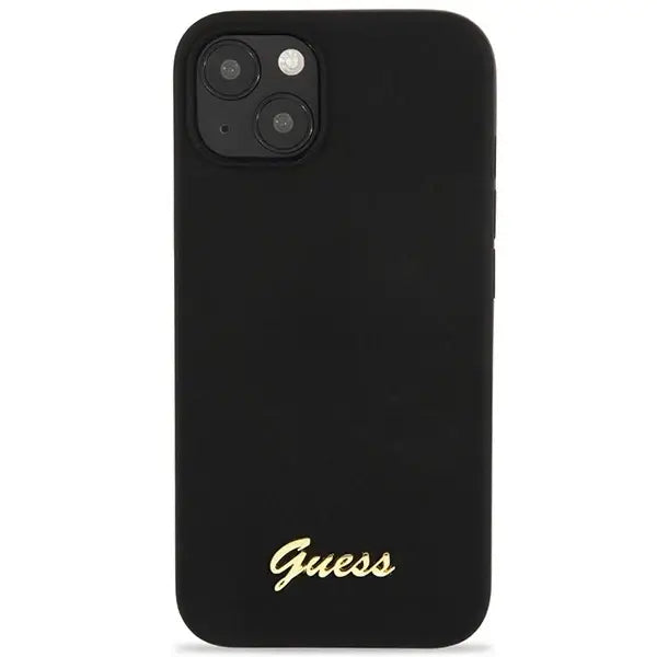 Guess GUHCP13MLSLMGBK iPhone 13 6.1’’ black/black hardcase Silicone Script Gold Logo - Cell phone cases