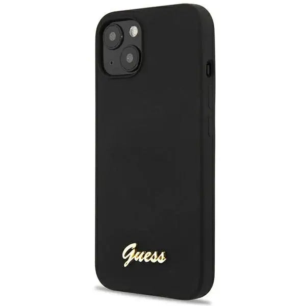 Guess GUHCP13MLSLMGBK iPhone 13 6.1’’ black/black hardcase Silicone Script Gold Logo - Cell phone cases