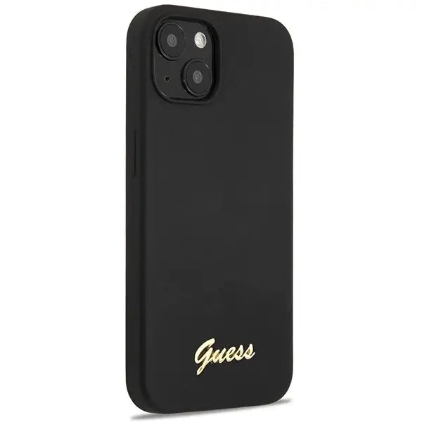 Guess GUHCP13MLSLMGBK iPhone 13 6.1’’ black/black hardcase Silicone Script Gold Logo - Cell phone cases