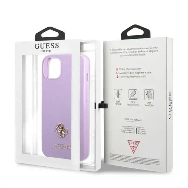 Guess GUHCP13MPS4MU iPhone 13 6.1’’ purple/purple hardcase Saffiano 4G Small Metal Logo - Cell phone cases