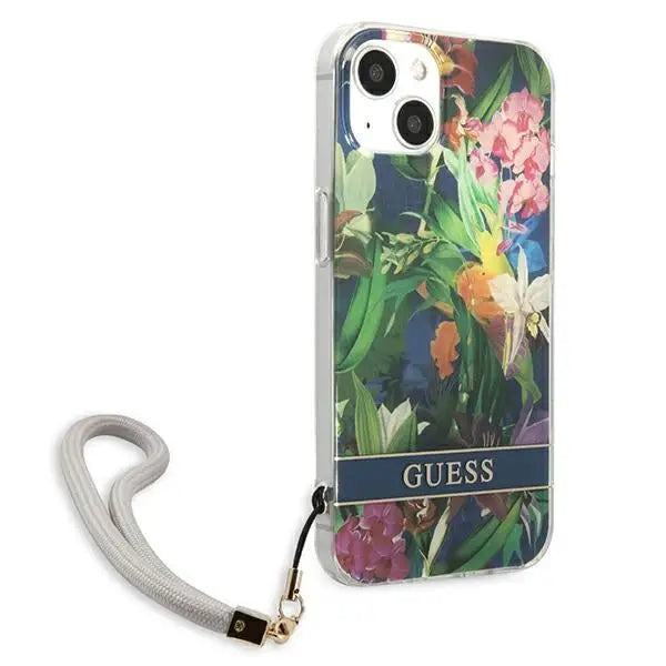 Guess GUHCP13SHFLSB iPhone 13 mini 5.4’’ blue/blue hardcase Flower Strap - Cell phone cases and covers<<<HurtelXML