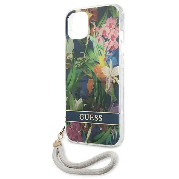 Guess GUHCP13SHFLSB iPhone 13 mini 5.4’’ blue/blue hardcase Flower Strap - Cell phone cases and covers<<<HurtelXML