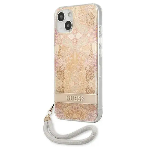 Guess GUHCP13SHFLSD iPhone 13 mini 5.4’’ gold/gold hardcase Flower Strap - Cell phone cases and covers<<<HurtelXML