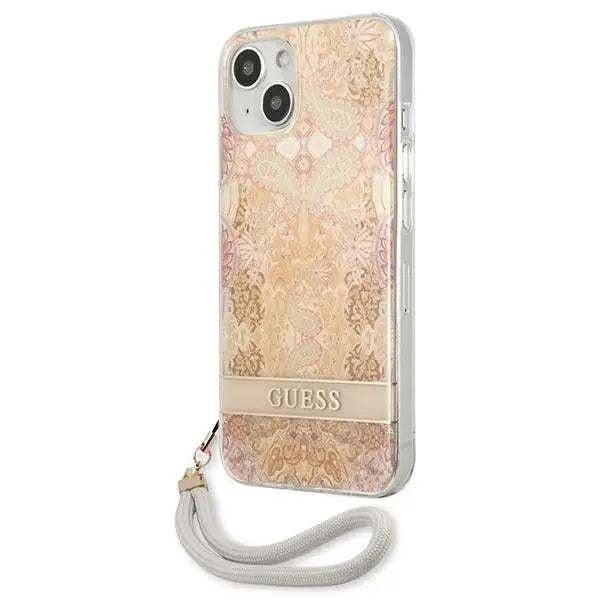 Guess GUHCP13SHFLSD iPhone 13 mini 5.4’’ gold/gold hardcase Flower Strap - Cell phone cases and covers<<<HurtelXML
