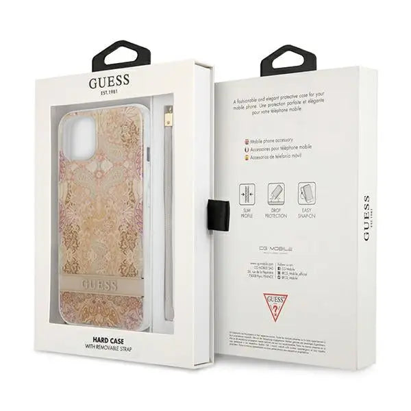Guess GUHCP13SHFLSD iPhone 13 mini 5.4’’ gold/gold hardcase Flower Strap - Cell phone cases and covers<<<HurtelXML