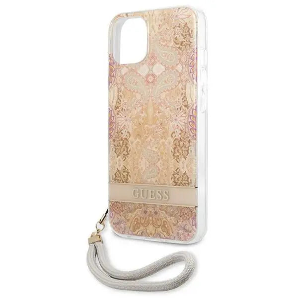 Guess GUHCP13SHFLSD iPhone 13 mini 5.4’’ gold/gold hardcase Flower Strap - Cell phone cases and covers<<<HurtelXML