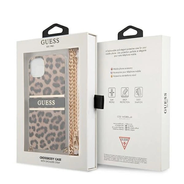 Guess GUHCP13SKBCLE iPhone 13 mini 5.4’’ Leopard hardcase Gold Strap - Cell phone cases and covers<<<HurtelXML