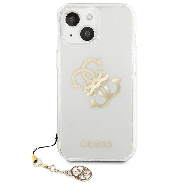 Guess GUHCP13SKS4GGO iPhone 13 mini 5.4’’ Transparent hardcase 4G Gold Charms Collection - Cell phone cases