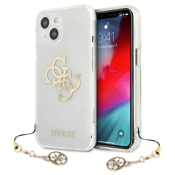 Guess GUHCP13SKS4GGO iPhone 13 mini 5.4’’ Transparent hardcase 4G Gold Charms Collection - Cell phone cases