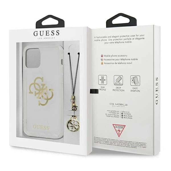 Guess GUHCP13SKS4GGO iPhone 13 mini 5.4’’ Transparent hardcase 4G Gold Charms Collection - Cell phone cases