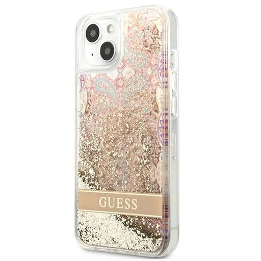 Guess GUHCP13SLFLSD iPhone 13 mini 5.4’’ gold/gold hardcase Paisley Liquid Glitter - Cell phone cases