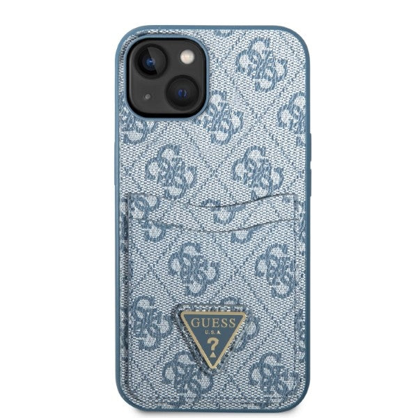 Guess GUHCP13SP4TPB iPhone 13 mini 5.4’’ blue/blue hardcase 4G Triangle Logo Cardslot - Cell phone cases