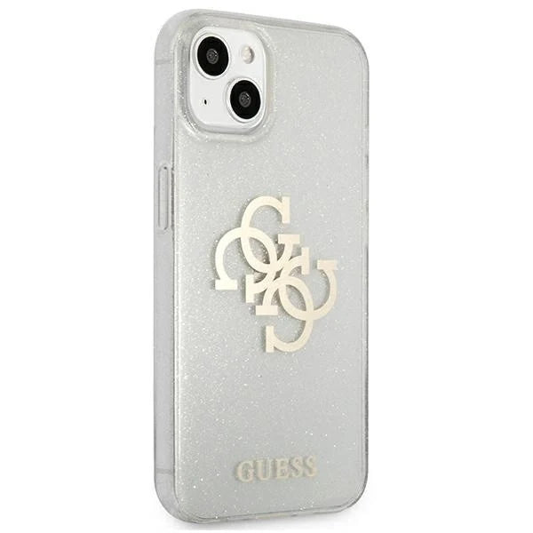 Guess GUHCP13SPCUGL4GTR iPhone 13 mini 5.4’’ transparent hard case Glitter 4G Big Logo - Cell phone cases
