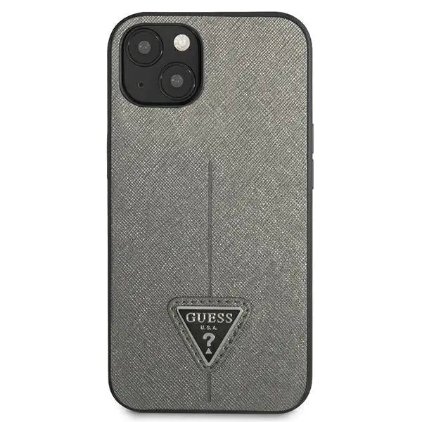 Guess GUHCP13SPSATLG iPhone 13 mini 5,4 ’silver / silver hardcase SaffianoTriangle Logo - Cell phone cases