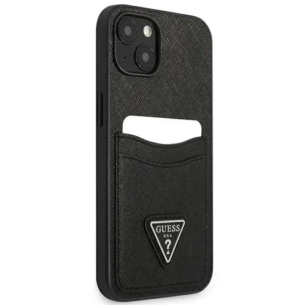 Guess GUHCP13SPSATPK iPhone 13 mini 5,4 ’black / black hardcase SaffianoTriangle Logo Cardslot - Cell phone cases