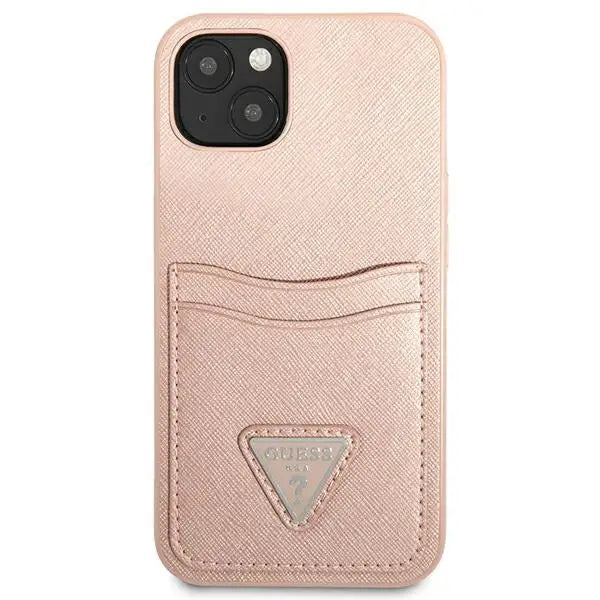 Guess GUHCP13SPSATPP iPhone 13 mini 5,4 ’pink / pink hardcase SaffianoTriangle Logo Cardslot - Cell phone cases